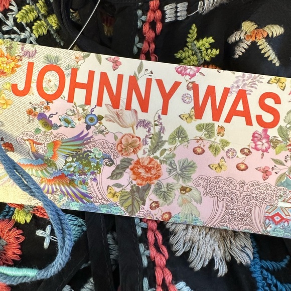 JOHNNY WAS black top with colorful embroidery in XS, EUC - Picture 7 of 11